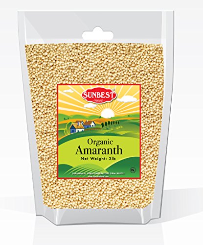 Sunbest Organic Amaranth, Whole Seeds in Resealable Bag,Premium Quality, Gluten Free - Non GMO - Vegan - Kosher-32 Ounce (2 Lb)