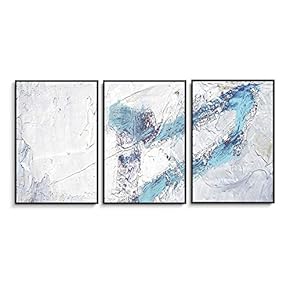 Framed Canvas Wall Art for Living Room, Bedroom Abstract Ink Oil Painting Canvas Prints for Home Decoration Ready to Hanging - 16"x24"x3 Panels