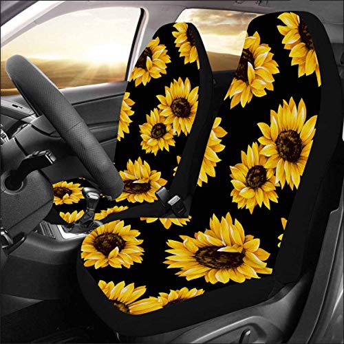 INTERESTPRINT Lovely Sunflower Front Seat Covers 2 pc, Car Seat Covers Front Seats Only Universal Fit
