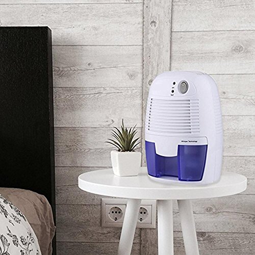 Electric Mini Dehumidifier, 2200 Cubic Feet, Compact and Portable for Damp Air, Mold, Moisture in Home, Kitchen, Bedroom, Basement, Caravan, Office, Garage (White)