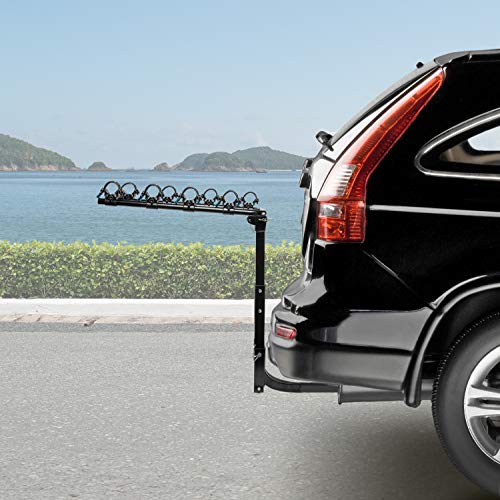 RaxGo Hitch Mounted 4 - Bike Rack Carrier, Sturdy Bicycle Swing Rack w/Tension Bar Included - Fits 2" Receiver - Foldable Design for Extra Convenience - Durable Powder-Coated Steel - Easy Assembly