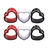 D&M Jewelry 6pcs Heart Shaped Acrylic Ear Plugs Set Mix Color Stretcher Expander Screwed Tunnels Gauges