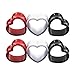 D&M Jewelry 6pcs Heart Shaped Acrylic Ear Plugs Set Mix Color Stretcher Expander Screwed Tunnels Gauges