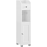VASAGLE Small Bathroom Storage Cabinet, Toilet Paper Holder with Storage Cabinet, Bathroom Organizer with Adjustable Shelf, W