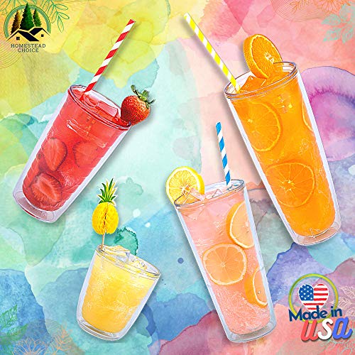 4pack Insulated 26 Ounce Tumblers Drinking Glasses Made in USA