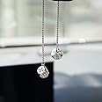 AMIORO Creative Hanging Dice with Dots Car Metal Pendant Rear View Mirrors Charms Ornament (Silver)