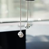 AMIORO Creative Hanging Dice with Dots Car Metal Pendant Rear View Mirrors Charms Ornament (Silver)
