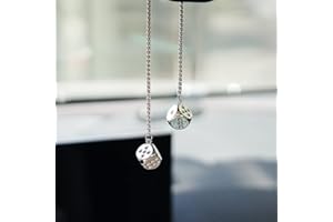 AMIORO Creative Hanging Dice with Dots Car Metal Pendant Rear View Mirrors Charms Ornament (Silver)