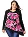 uxcell Women Plus Size Floral Prints Irregular Hem Tiered Tunic Top 2X Black