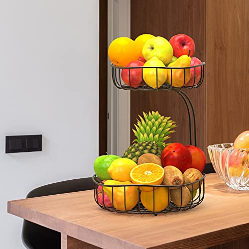 Updated MaraFansie 2 Tier Countertop Fruit Basket with Banana Hanger