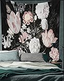 Black Blossoms Beautiful Flowers Wall Hanging Floral Tapestry Fabric Wallpaper Home Decor,60