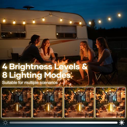 Hoteril Outdoor Garden Light Chain - 30 m, G40 Outdoor Light Chain - 42 + 2 Bulbs, Colour Temperature 2200 K, Plug Powered, Ideal for Garden Arbor, Gazebo, Balcony, Camping