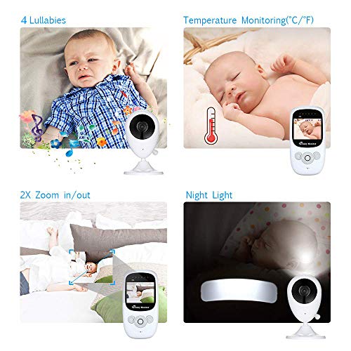 Baby Monitor, VIBOOS 2.4" LCD Video Baby Monitor with Digital Camera, Night Vision, Two-Way Audio, Temperature Sensor, Lullabies, Wide Range and Long Battery Life - Thumbnail 3