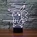 3D Illusion LED Night Light,7 Colors Gradual Changing Touch Switch USB Table Lamp for Holiday Gifts or Home Decorations (Pokemon Pikachu)