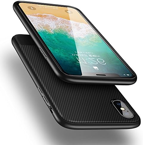 Eakase iPhone X Case, [Easy Grip] Liquid Air Armor Durable Flexible Carbon Fiber Design [Thin Fit] Case for iPhone 10 - Matte Black