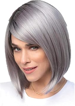 Amazon Co Jp 女性のかつら かつら ボボヘッドショートヘアヨーロッパとアメリカショートストレートヘアブラックグラデーションシルバー グレーショートウィッグ デイリーパーティー用 スポーツ アウトドア