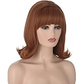 QACCF 70s Pinup Pelucas 60s Beehive Style Vintage Look Halloween Costume Women Wig wtih Bang (Ginger)