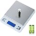 Dapai Mini Digital Kitchen Scale, Multifunction Food Scale, 0.1g-3kg, Tare & PCS Functions, Back-Lit LCD Display, Stainless Steel, Batteries Included (Silver)