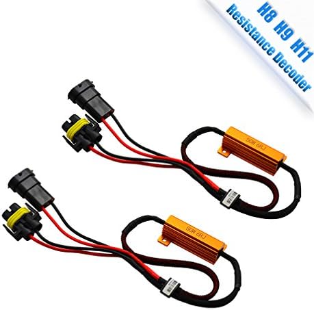 TZ Autoparts H11 LED Headlight bulb Resistance decoder, CANBUS EMC Warning Error Free Decoder Canceller Capacitor Anti flicker Resistor harness for LED Headlight H8 H9 H11 Systems