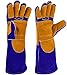 NKTM Leather Welding Gloves EXTREME HEAT RESISTANT & WEAR RESISTANT - For Tig Welders/Mig/Fireplace/Stove/BBQ/Gardening, Blue - 16In