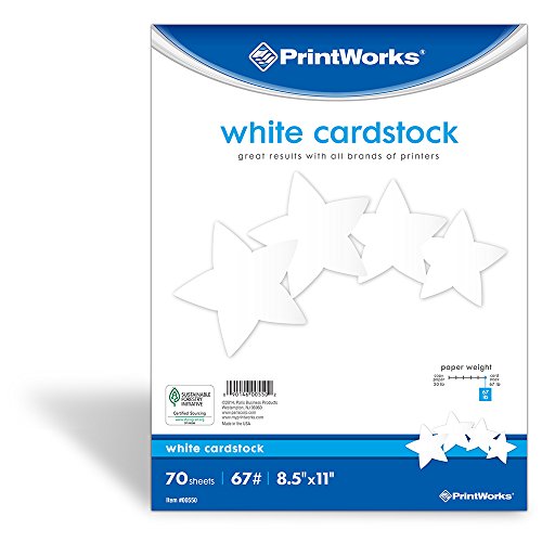 Printworks White Cardstock, 67 lb, 96 Bright, FSC Certified, 70 Sheets, 8.5 x 11 Inch (00550)