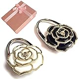 Elesa Miracle Purse Hook Value Set, 2pc Handbag Hanger, Folding Table Hanger, Handbag Accessories, Black and White Flower