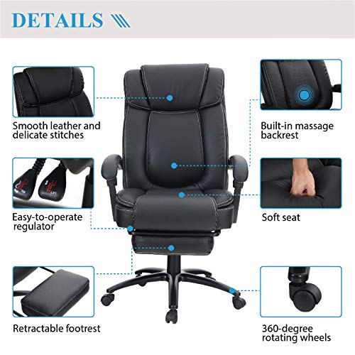 PHI VILLA Office Chair with Foot Rest and High Back,Ergonomic Office