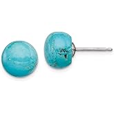 The Black Bow 10-10.5mm Button Turquoise Sterling Silver Stud Earrings
