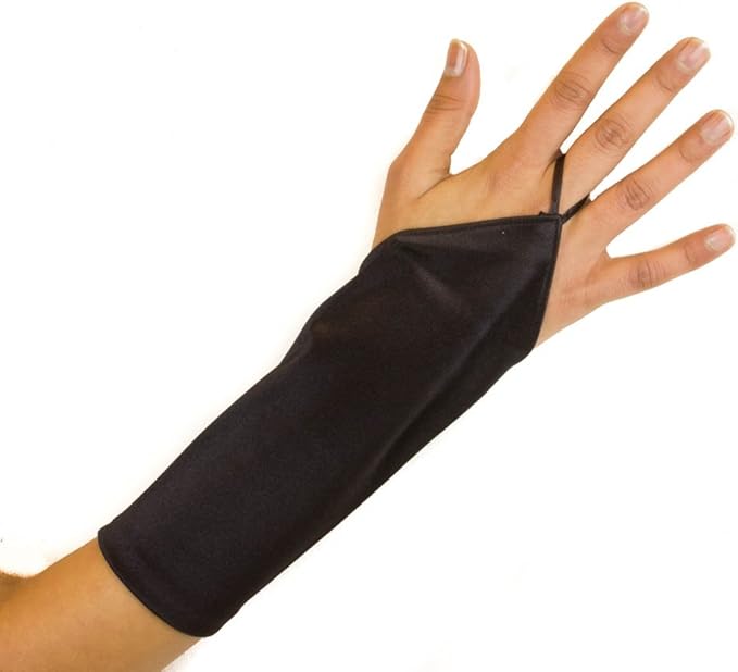 Mytoptrendz® Black Fingerless Mid Length Gloves Satin Fingerless Finger