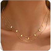 Kyazeo Dainty Layered Necklaces for Women 18K Gold Plated Tiny Cross Choker Necklace Coin Star Charm Pendant Necklace Trendy Jewelry