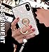 Lozeguyc iPhone XS Max Luxury Shiny Ring Stand Case,Soft Silicone TPU Shockproof Beauty Bling Full Body Case with Rhinestone Pedant and 360 Degree Rotating Big Pearl Stand for iPhone XS Max-White