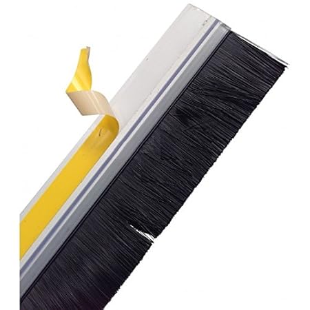 Bulk Hardware BH03389 Türunterseite Bürsten-Zugluftstopper-Streifen, Selbstklebend, Transparentes Plastik 915 mm Weiß