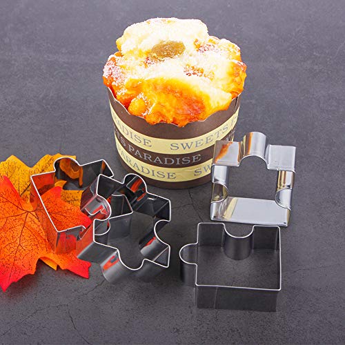 Yunko 4 Pcs Cookie Cutters Stainless Steel Fondant Cutter Set Puzzle Cookie Cutter for developing Children's Intellectual and Practical Skills - Thumbnail 6