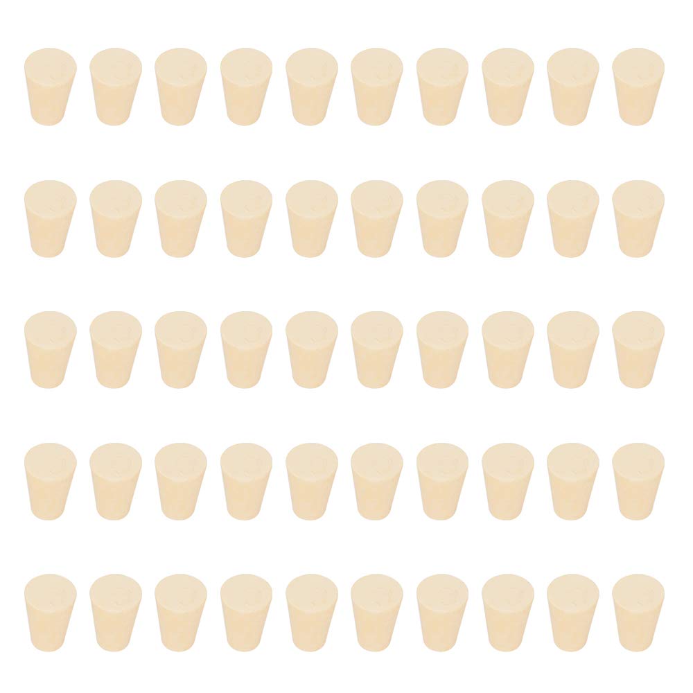 StonyLab Solid Rubber Stoppers, White Tapered Lab Seal Rubber Stoppers, (50 Pack, 000#)— 8mm x 13mm x 17mm