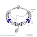 Naivo Designer Inspired Crystal Snake Chain Murano Glass Beads Charm Bracelet - Sapphire Leaf