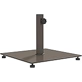 Outsunny Square Patio Umbrella Base, 29 lbs Metal Umbrella Stand Base with Adjustable Foot Pads, Heavy Duty Patio Umbrella Holder for 1.5"/1.9" Umbrella Poles for Outdoor, Lawn, Poolside, Brown