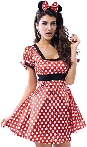 Adult Womens Mouse Costume Dress Red with White Polka Dots