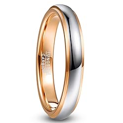 NUNCAD Women Wedding Bands 4mm Rose Gold Silver