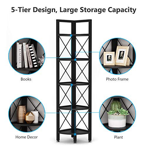 Tribesigns 5 Tier Corner Shelf, Corner Bookshelf Small Bookcase Corner