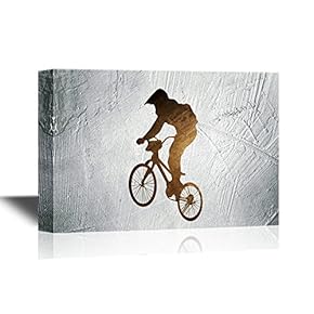 Canvas Wall Art - Silhouette of a Man Doing a Bike Stunt - Gallery Wrap Modern Home Art | Ready to Hang - 12x18 inches