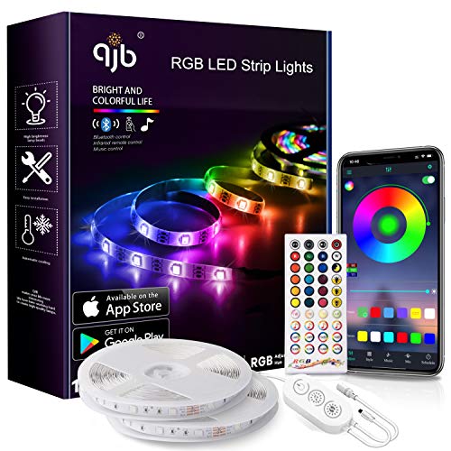 QJB 65.6Ft Led Strip Lights Bluetooth RGB 5050 Led Music Sync Color Changing Lights, App