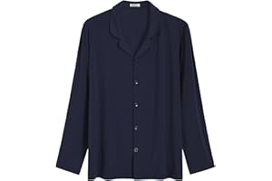Latuza Men's Bamboo Viscose Button Down Pajama Top Long Sleeve Sleep Shirt