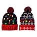 JOYIN 2 PCS LED Light-up Christmas Hats, Knitted Beanie Ugly Holiday Xmas Beanie Hat Knit Cap for Party (Battery Included with 3 Flashing Modes)