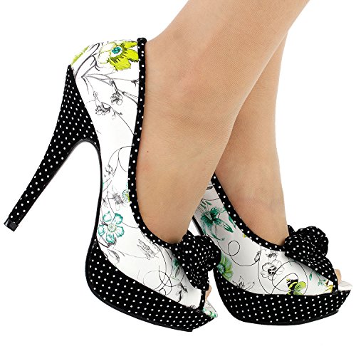 SHOW-STORY-Sexy-Bow-Multicoloured-Floral-Polka-Dot-Platform-Party-PumpsLF30476