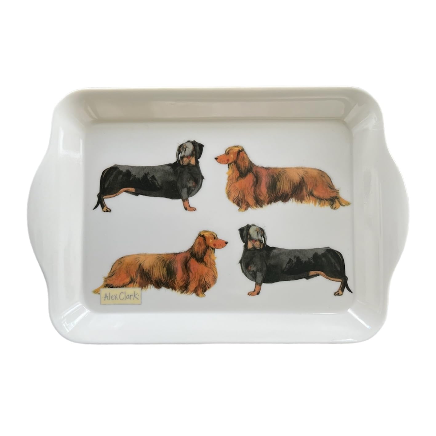 ALEX CLARK Delightful Dogs Dachshund Small Melamine Tray - Indoor and outdoor garden use - serveware - dog lover gifts - sausage dog - kitchen tea drinks snacks food tray