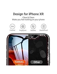 TORRAS - Protector de pantalla de cristal templado para iPhone XR (6,1 pulgadas (2018), cobertura total de 0.010 in, protector de pantalla antipolvo con marco de alineación, transparente, 2 unidades)