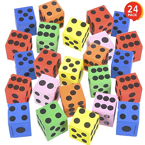 ArtCreativity Colored Foam Dice Set (Pack of 24) | 1.5â€ Big | Colorful Dice Set | Six Assorted Colors | Fun Playing Games | Great Gift for Kids