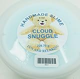 Handmade cloud slime with snuggle fabric softener fragrance 8 oz container.