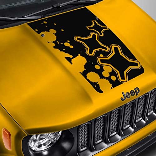 SkunkMonkey - Hood Decal for Jeep Renegade - Logo Splatter Blackout Hood Sticker- Gray