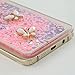 Note 5 Case, Galaxy Note 5 Case - Mavis's Diary 3D Bling Handmade Fancy Pink Love Heart Flowing Liquid with Lovely Flower White Butterfly Shiny Diamond Clear Hard Cover for Samsung Galaxy Note 5 N9200